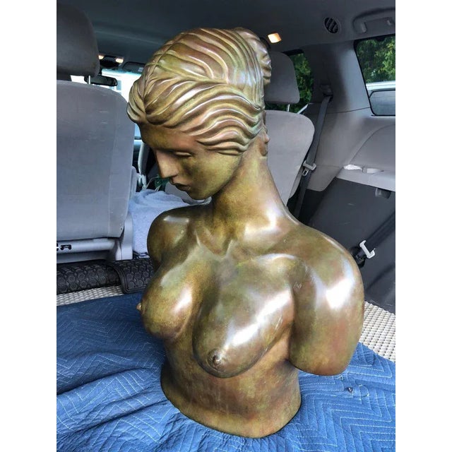Life size Female bronze nude by John DeStefano. Signed lower left. Gorgeous detail to this beautiful bust including its...