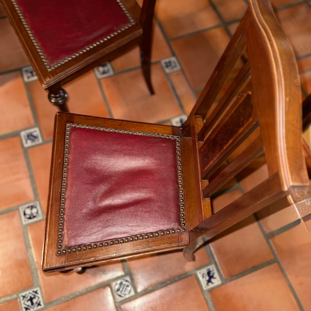 French French Revival Carved Mahogany Antique Dining Table 5 Chairs Set For Sale - Image 3 of 18