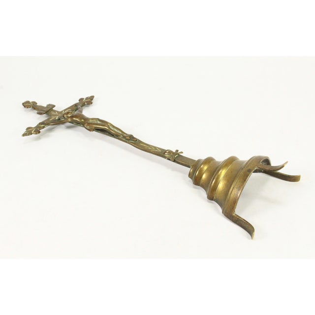 Early 19th Century 18th /19th C. Brass Crucifix Corpus Christi on Tripod Stand For Sale - Image 5 of 12