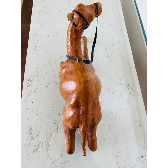 Vintage 18” Moroccan Leather Wrapped Camel For Sale In Los Angeles - Image 6 of 9