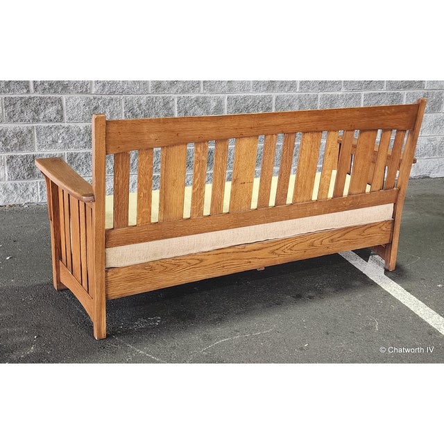 Antique Mission Oak Arts & Crafts Period Charles P. Limbert Settee Settle, C1906-1915 For Sale - Image 10 of 16
