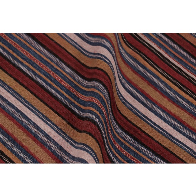 Textile Vintage Persian Kilim, Square Rug With Rich All Over Stripes - Rug & Kilim For Sale - Image 7 of 8