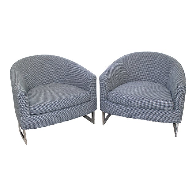 Milo Baughman Barrel Back Club Chairs - a Pair For Sale