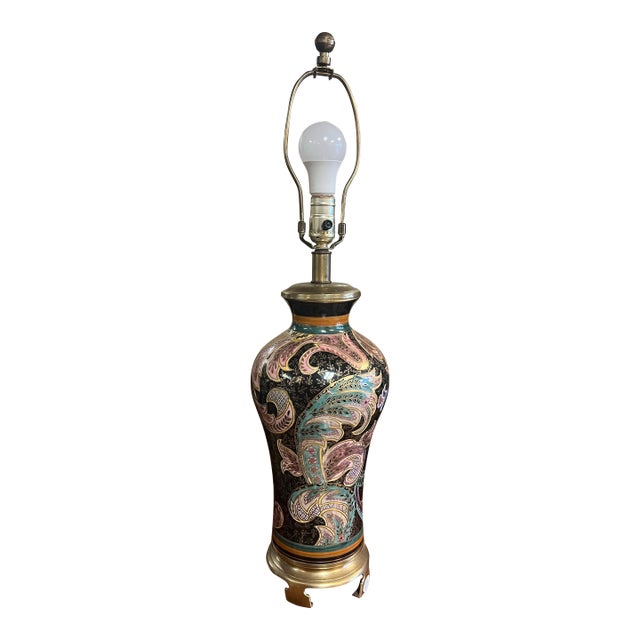 Vintage Paisley Porcelain Frederick Cooper Lamp For Sale