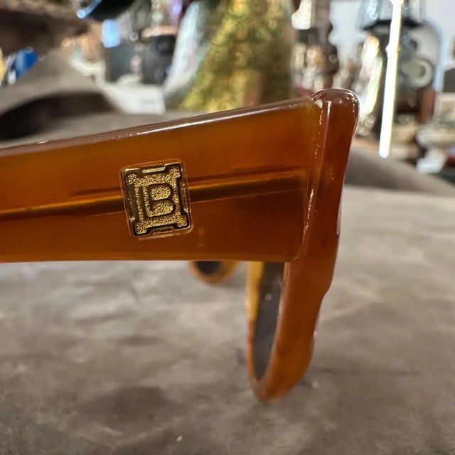 Orange 1980s Laura Biagiotti Mother Pearl and Brown Acetate Luxury Sunglasses For Sale - Image 8 of 9