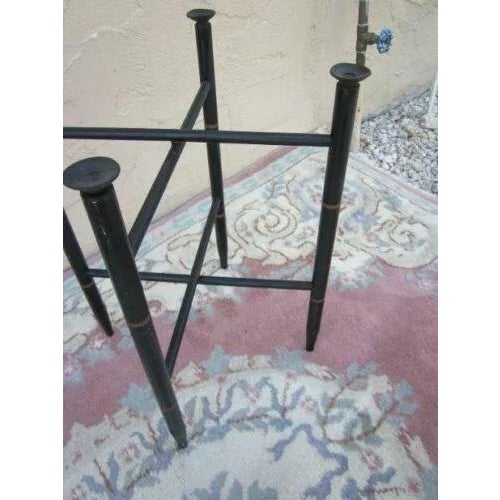 1970s Hollywood Regency Faux Bamboo Black and Gold Side Folding Serving