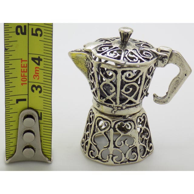 Vintage Italian Handmade Genuine Silver Neapolitan Moka Coffee Machine Miniature For Sale - Image 11 of 11