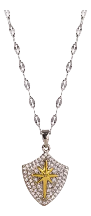 Celestial Compass Diamond & Gold Siver Necklace