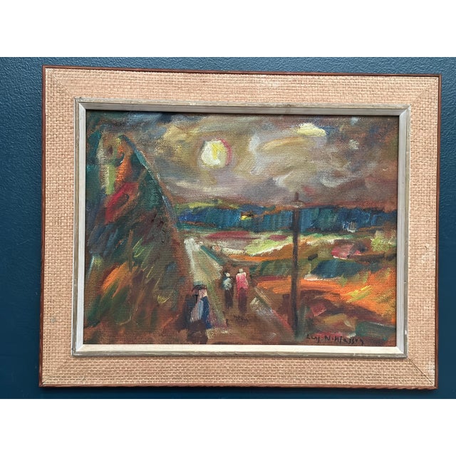 Lars Niklasson, Landscape with Figures, 1960s, Oil Painting on Panel, Framed For Sale - Image 17 of 18