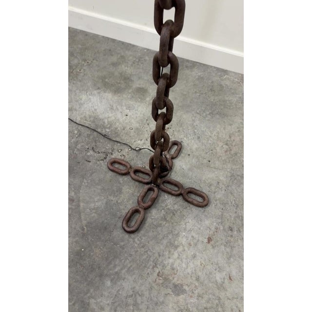 Brutalist Cast Iron & Marine Chain Links Floor Lamp, France, 1960s For Sale - Image 15 of 16