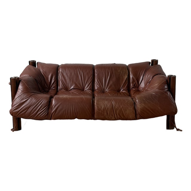 Vintage Mp-211 Chocolate Brown 3-Seater Sofa Attributed to Percival Lafer For Sale
