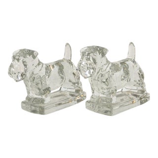 Vintage Heisey Crystal Glass Scottish Terrier Dogs C. 1941 - 1946- a Pair For Sale