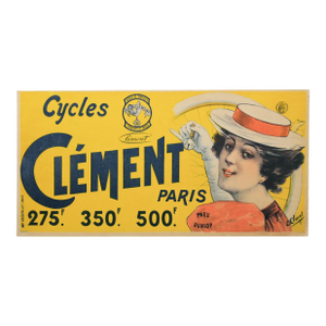 1890 Original Vintage French Cycles Clement Tires Advertisement - Paris (Yellow Woman)