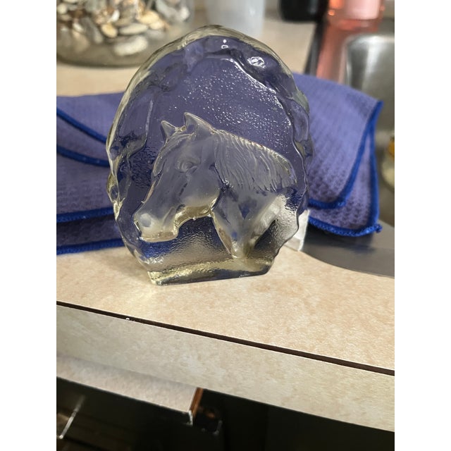 American Antique Clear Cut Crystal Glass Horse Paperweight For Sale - Image 3 of 3