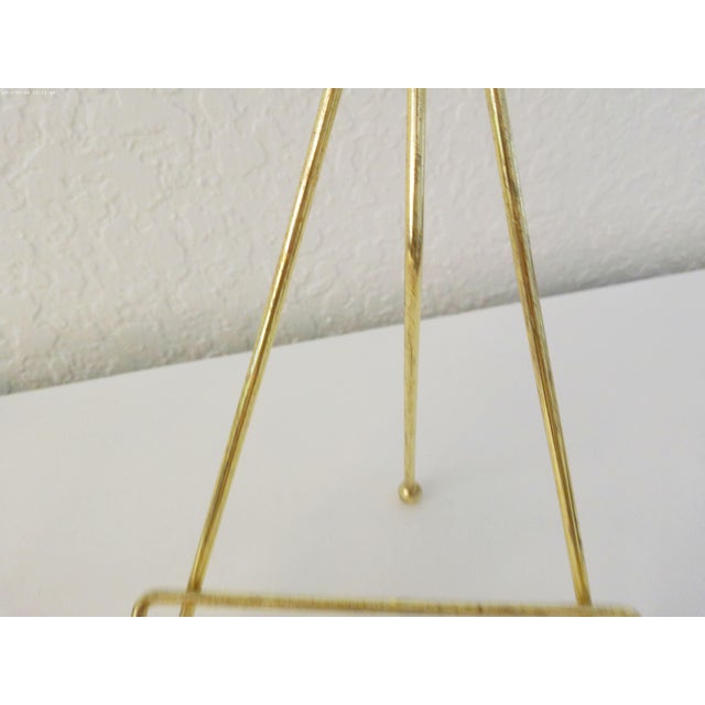 Vintage Pair of Gold Tone Metal Coastal Table Easels, a Pair For Sale - Image 4 of 6