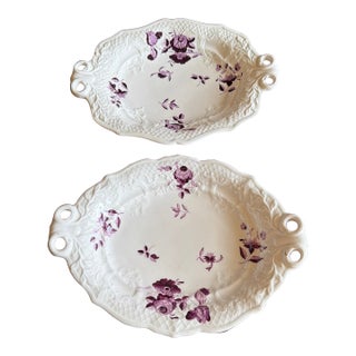 Pair of Antique Job Ridgway Cauldon Place Double-Handled Trays, Pattern B1154, Circa 1808-1814 For Sale