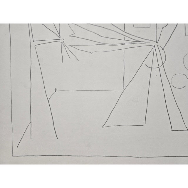 2020s W 30 by H 23 Picasso Style Minimalist Pen Drawing / Neutral Palette, Unframed For Sale - Image 5 of 7
