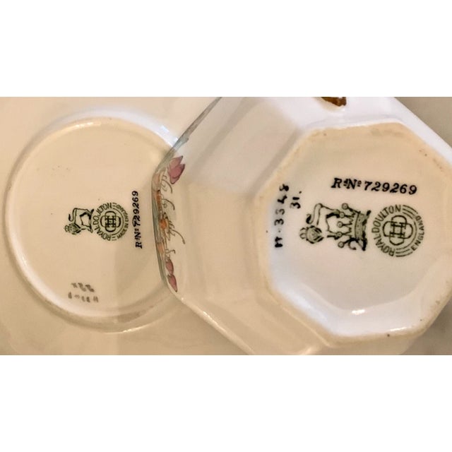 Royal Doulton Vintage Royal Doulton Art Deco Fuchsia Chritsmas Tea Coffee Cups & Saucers-Set of 5 For Sale - Image 4 of 4