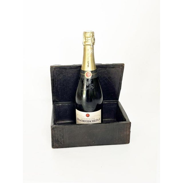 1950s Black Embossed Leather Box, France, 1950s For Sale - Image 5 of 12