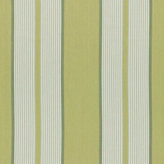 Schumacher Summerside Stripe Fabric in Pear For Sale