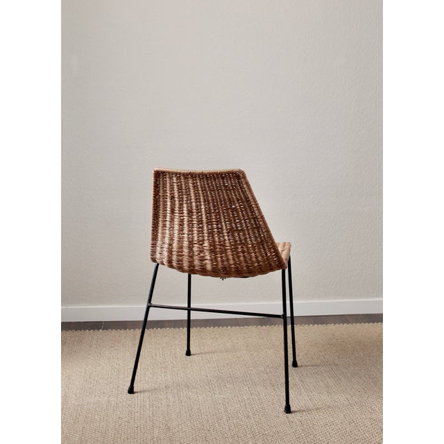 Mid-Century Modern Basket Chair in Rattan and Black Metal by Gian Franco Legler, 1950s For Sale - Image 3 of 6