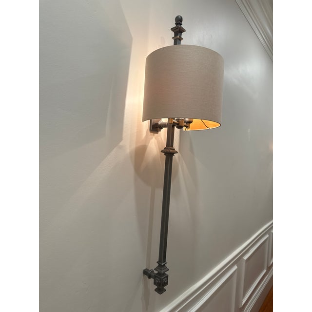 Charcoal 4 Restoration Hardware Lorraine Architectural Railing Sconce For Sale - Image 8 of 18