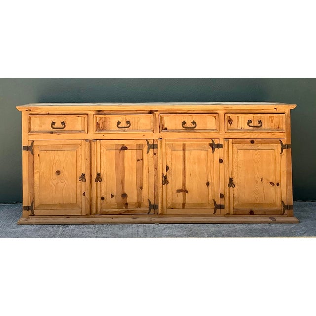 Late 20th Century Vintage Knotty Pine Long Credenza For Sale - Image 5 of 12