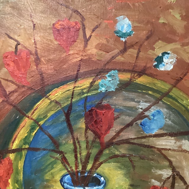 1970s Vintage Original Still Life Oil Painting on Canvas Board Signed Framed Circa 1971 For Sale - Image 5 of 12