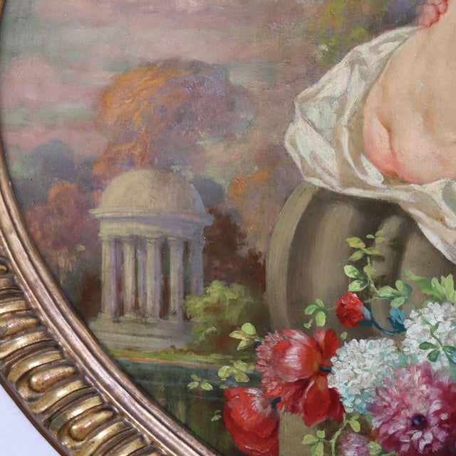G. Ceragioli, Cherubs with Flowers, Oil Painting on Board, Early 20th Century, Framed For Sale - Image 14 of 18