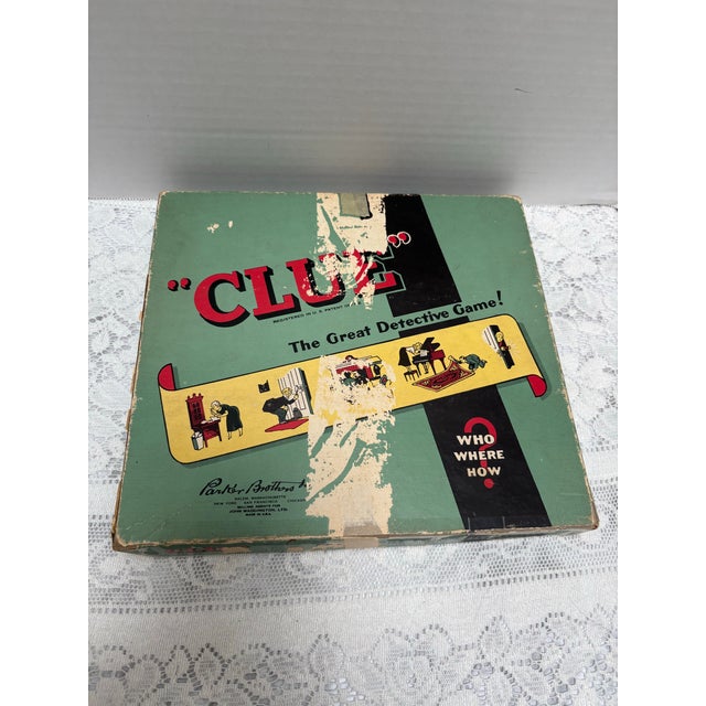 Vintage Midcentury Original Clue Game Board and Accessory Pieces For Sale - Image 9 of 12