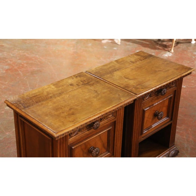 Pair of 19th Century Italian Renaissance Revival Walnut Nightstands For Sale - Image 4 of 15