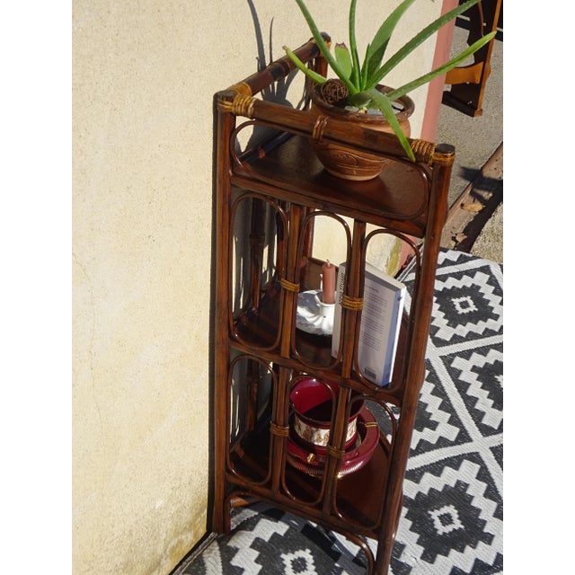 Wood Rattan Corner Shelves, 1980s, Set of 2 For Sale - Image 7 of 14