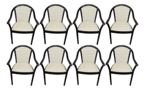 Vintage Art Nouveau Armchairs, 1980s, Set of 8