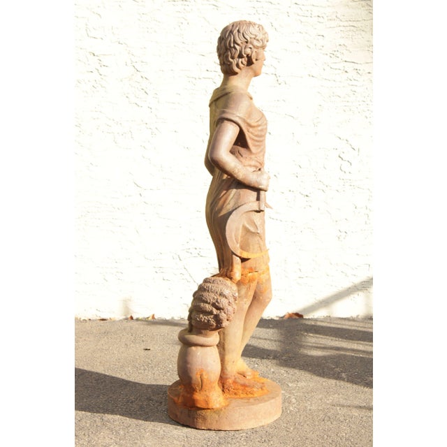 Mid 20th Century Mid 20th Century Classical Style Figural Life-Size Cast Iron Garden Statue For Sale - Image 5 of 12