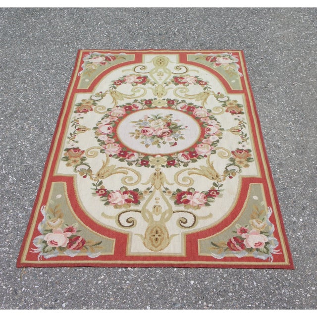 Vintage Handmade Aubusson French Style Needlepoint Rug Chairish