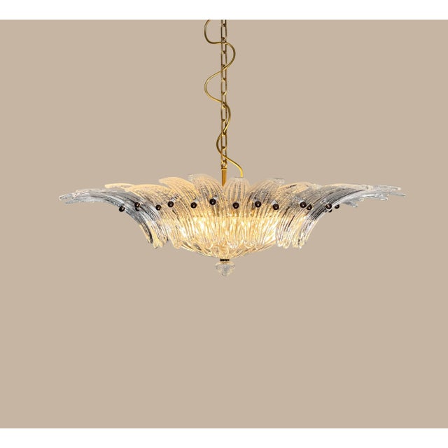 Murano Glass Chandelier Palmette - Clear Glasses For Sale In Los Angeles - Image 6 of 6