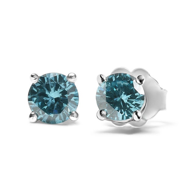 Add a touch of brilliance to your everyday look with these exquisite 14K White Gold stud earrings. Embellished with two...