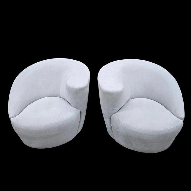 Animal Skin MCM Vladimir Kagan Nautilus Asymmetrical Swivel Lounge Chairs - Pair For Sale - Image 7 of 9