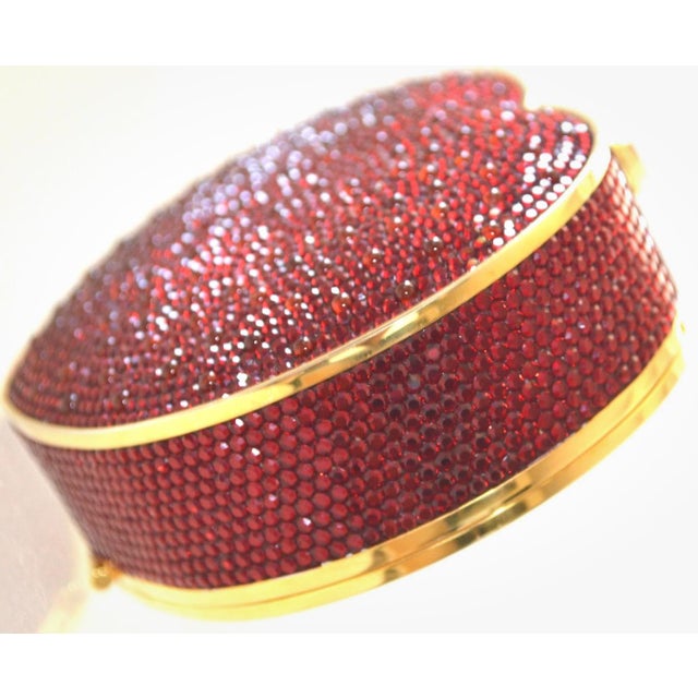Metal Judith Leiber Heart Red Burgundy Crystal Gold Bag Purse Evening Vintage Minaudiere Shoulder Clutch For Sale - Image 7 of 11