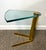 Postmodern Attributed to Leon Rosen Brass and Glass Wedge Drink Table 1970’s For Sale - Image 3 of 9
