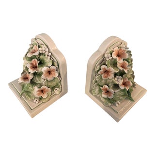 Vintage Italian Majolica Book Ends For Sale