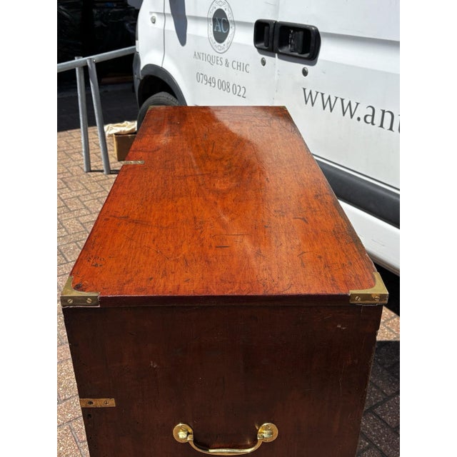 Wood Campaign Chest of Drawers in Mahogany For Sale - Image 7 of 14