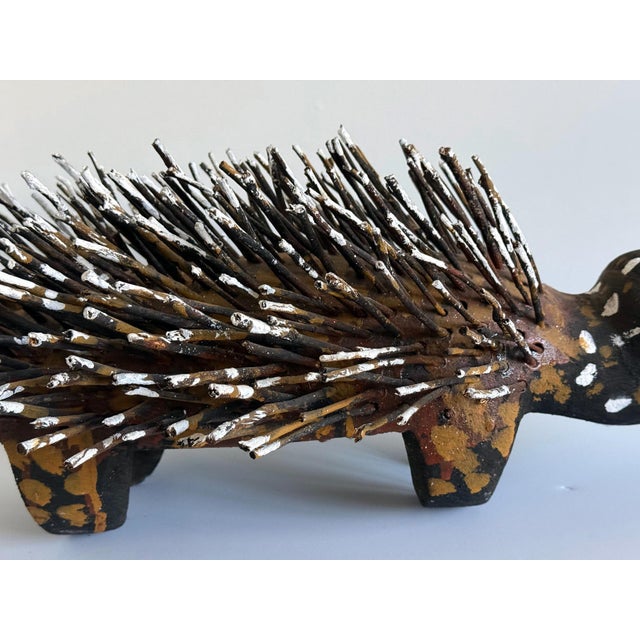 Australian Aboriginal Wood Sculpture with Ochre Echidna Bob Burruwal For Sale - Image 11 of 13