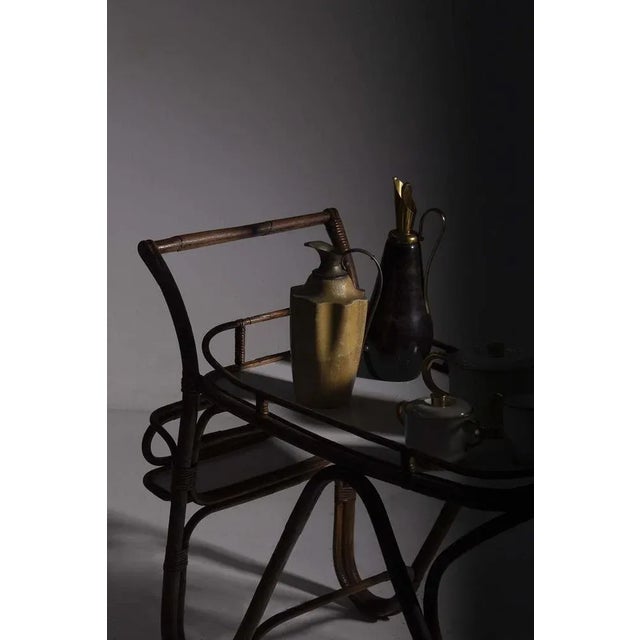 Vintage Italian in Bamboo and Formica Bar Cart, 1950s For Sale - Image 6 of 12