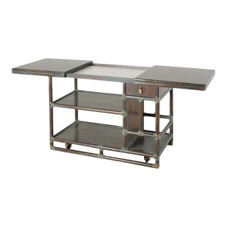 McGuire Cerused Rattan Oak Bar Cart Server Buffet For Sale