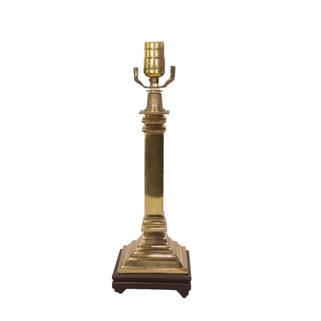 1970s Traditional Brass Empire Column Lamp