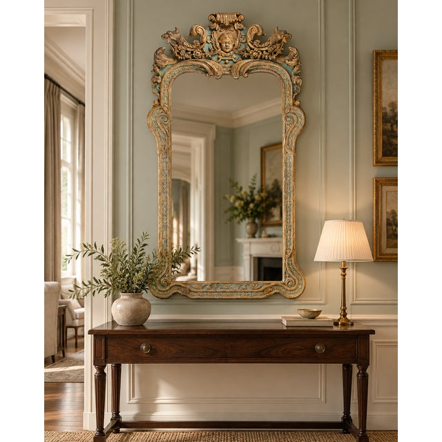 A Vintage, Hand-Carved French Rococo Revival Style Wall Mirror For Sale - Image 12 of 12