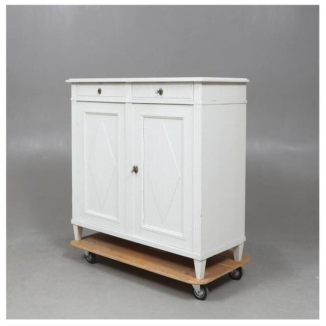 Swedish Gustavian White Painted Buffet, 1890 For Sale - Image 4 of 5