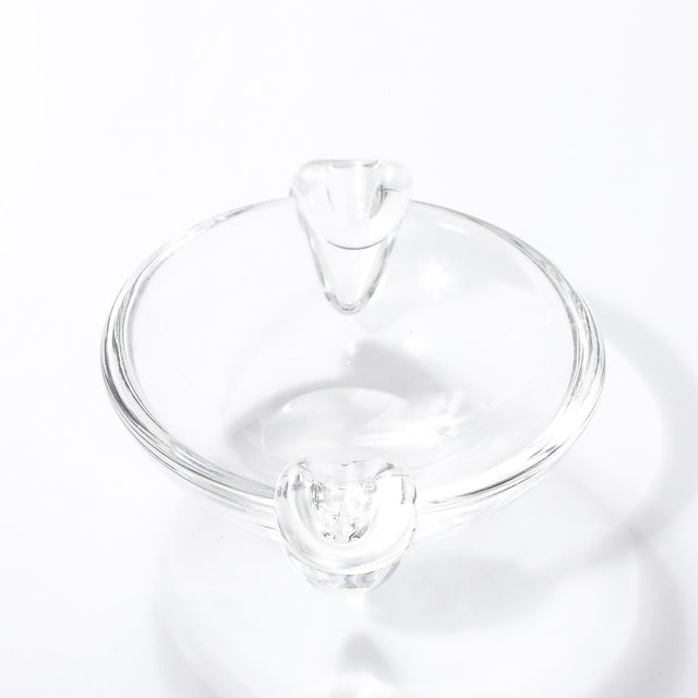 Mid-Century Modernist Crystal Dish Signed Steuben For Sale - Image 9 of 18