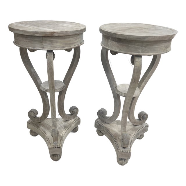 Late 20th Century Pair Bleached Biedermeier Stand/ Pedestals For Sale
